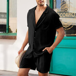 Button-Up + Shorts // 2-Piece Set // Jet Black (XL)