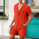 Button-Up + Shorts // 2-Piece Set // Orange (M)