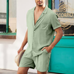 Button-Up + Shorts // 2-Piece Set // Light Green (XL)