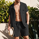 Button-Up + Shorts // 2-Piece Set // Black (M)