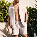 Button-Up + Shorts // 2-Piece Set // Tan (M)