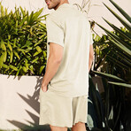 Button-Up + Shorts // 2-Piece Set // Beige (2XL)