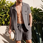 Button-Up + Shorts // 2-Piece Set // Dark Gray (M)