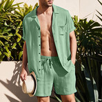 Button-Up + Shorts // 2-Piece Set // Medium Green (M)