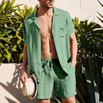 Button-Up + Shorts // 2-Piece Set // Medium Green (M)