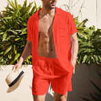 Button-Up + Shorts // 2-Piece Set // Orange (M)