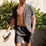 Button-Up + Shorts // 2-Piece Set // Dark Gray (M)