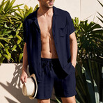 Button-Up + Shorts // 2-Piece Set // Navy Blue (M)