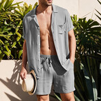 Button-Up + Shorts // 2-Piece Set // Light Gray (M)