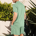 Button-Up + Shorts // 2-Piece Set // Medium Green (M)