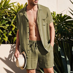 Button-Up + Shorts // 2-Piece Set // Green (M)