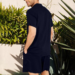 Button-Up + Shorts // 2-Piece Set // Navy Blue (M)