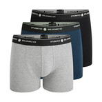 3-Pack Boxer Basix // Gray + Navy + Black (S)