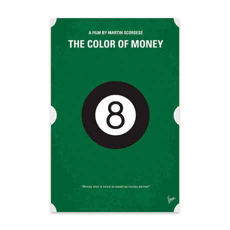The Color Of Money Minimal Movie Poster Print on Acrylic Glass // Chungkong (16"W x 24"H x 0.25"D)