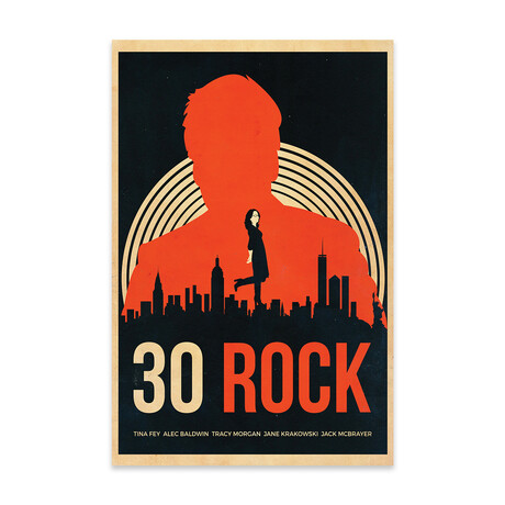 30 Rock Alternative Vintage Poster Print on Acrylic Glass // Popate (16"W x 24"H x 0.25"D)
