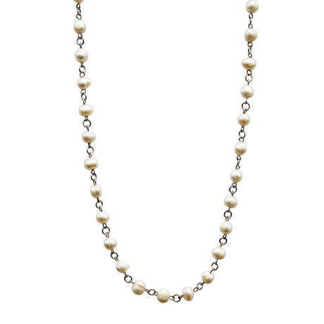 White Pearl Linked Necklace