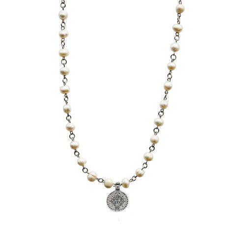 White Pearl Coin Necklace