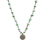 Green Pearl Coin Necklace