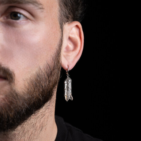 Single Caged Quartz Earring