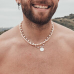 White Pearl Coin Necklace