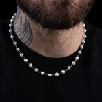 White Pearl Linked Necklace