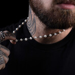 White Pearl Linked Necklace