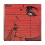 Never Know (red) // Loui Jover (26"H x 26"W x 1.5"D)