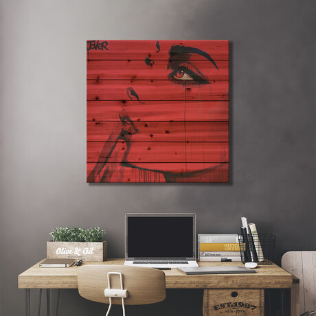 Never Know (red) // Loui Jover (26"H x 26"W x 1.5"D)