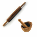 Bamboo 3pc Prep set: Rolling Pin & Garlic Bowl