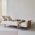 Frode Sofa Bed // Wood Arm (Boucle Off White)