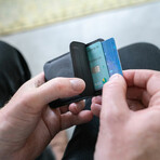 DUN SLIM // Wallet + Cardholder //  Black Clip (Matte Black Leather)