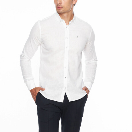 Dante Striped Cotton Shirt // White (XS)