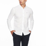 Dante Striped Cotton Shirt // White (L)