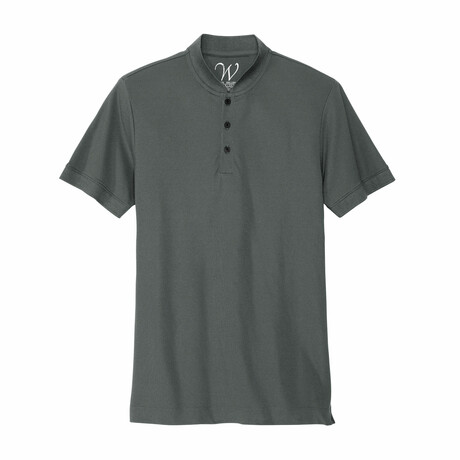 Stretch Pique Henley Polo // Heavy Metal (S)