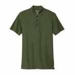 Stretch Pique Henley Polo // Military Green (XL)