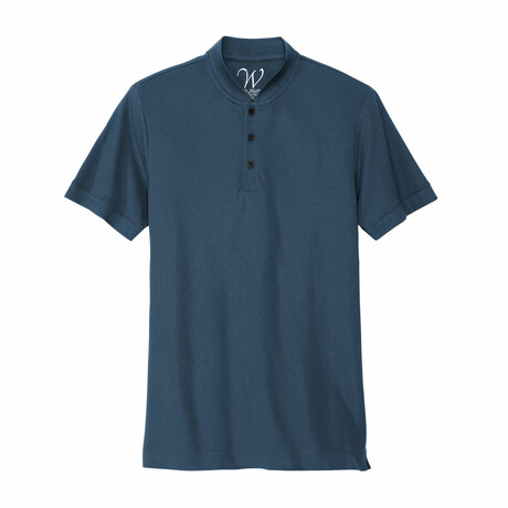Stretch Pique Henley Polo // Indigo (S)