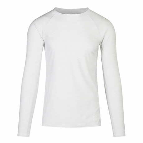 Men's Long Sleeve Crew Sun & Swim Shirt // White Jaspe (S)