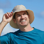 Men's Bucket Hat // Cream + Tan (S/M)
