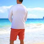 Men's Long Sleeve Crew Sun & Swim Shirt // White Jaspe (S)