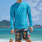 Men's Long Sleeve Crew Sun & Swim Shirt // Caribbean Jaspe (S)