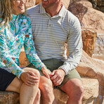 Men's Long Sleeve Polo // Stone Eagle Stripe (S)