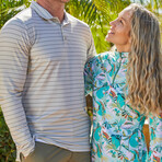 Men's Long Sleeve Polo // Stone Eagle Stripe (S)