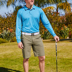 Men's Long Sleeve Polo // Lagoon Eagle Stripe (S)