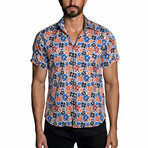 Elijah Long Sleeve Button Up Shirt // White + Blue (M)