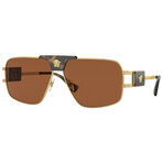 Versace // Men's Fashion VE2251-147073 Sunglasses // Gold + Dark Brown