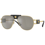 Versace // Men's Fashion VE2252-10026G Sunglasses // Gold + Light Gray Mirror Silver