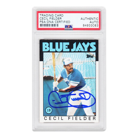 Cecil Fielder // Signed Toronto Blue Jays 1986 Topps Rookie Baseball Trading Card #386 - (PSA Encapsulated)