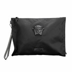 Large Nylon Fabric Medusa Convertible Pouch Clutch Wristlet Bag // Black