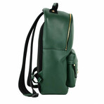 Medusa Large Grainy Calf Leather Backpack Bookbag // Green