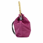 Small Dahlia Nylon Medusa Pendant Bucket Chain Crossbody Bag Purse // Burgundy